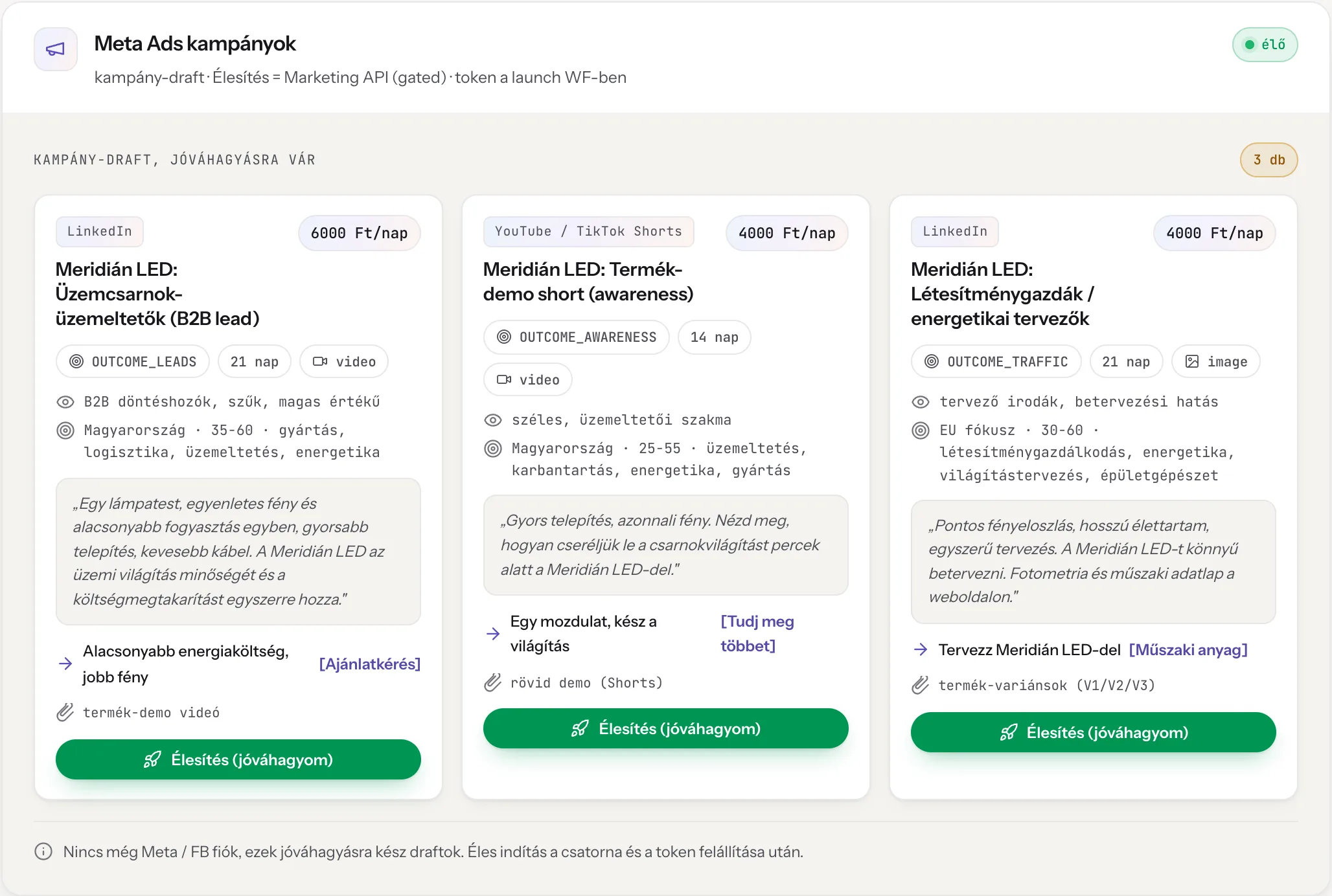 Marketing module: Meta Ads campaigns in the cockpit